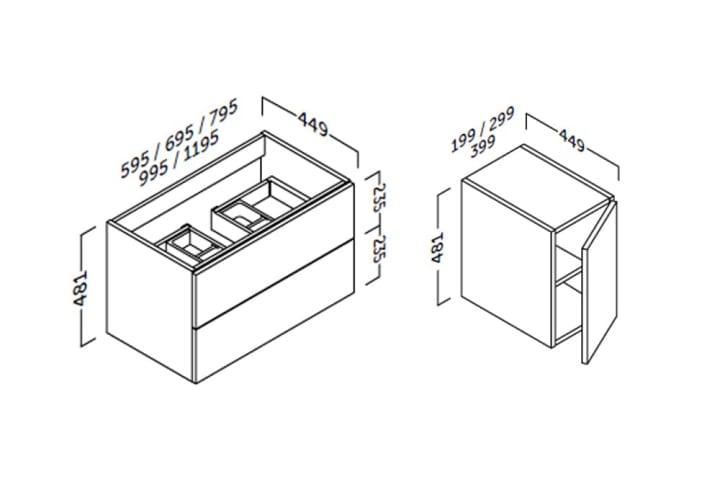 Mueble de baño con encimera de madera Coycama Landes Croquis 7