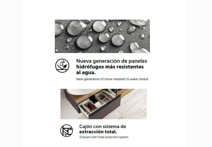 Mueble de baño con encimera de madera Coycama Landes opción 12