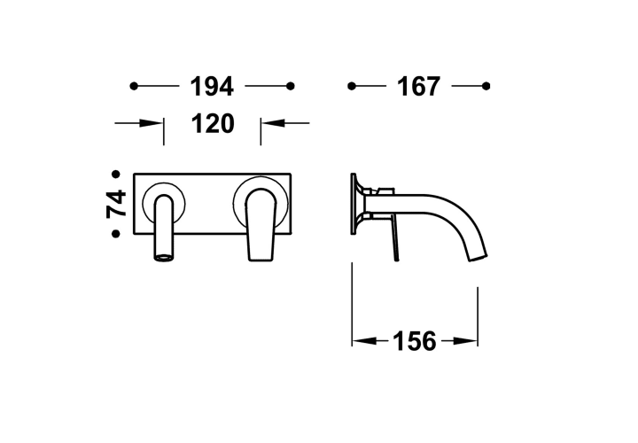 Grifo de lavabo empotrado Tres Project Croquis 13