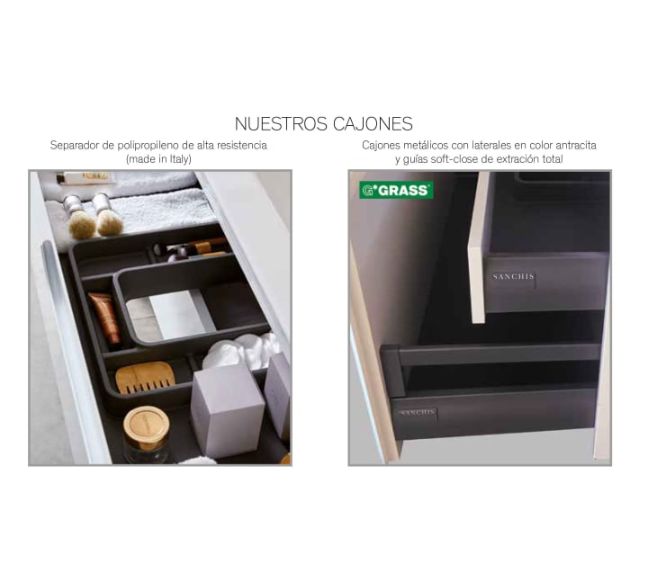 Conjunto mueble de baño con lavabo sobre encimera Sanchis Hana opción 7