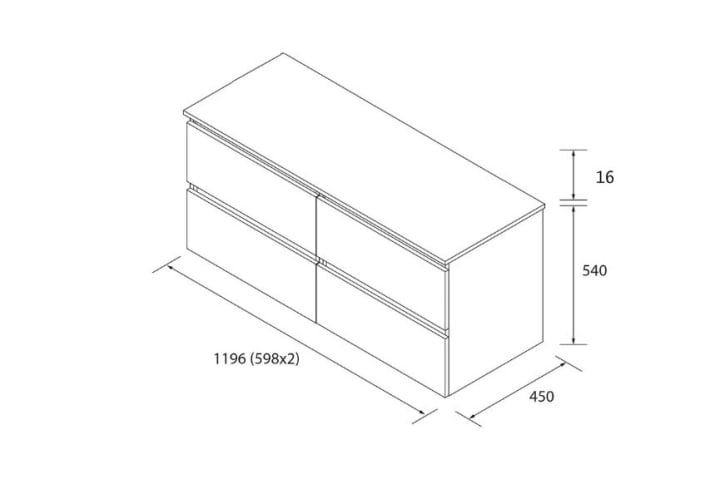 Mueble de baño para lavabo sobre encimera Salgar Bequia Croquis 14