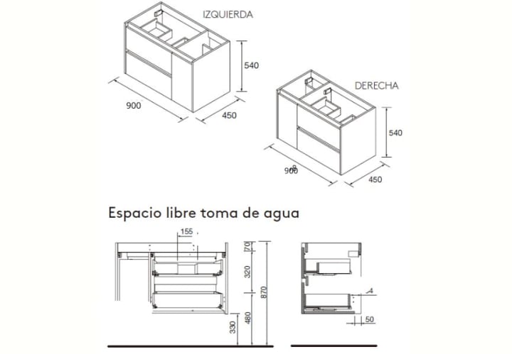 Conjunto mueble de baño Salgar Noja Croquis 12