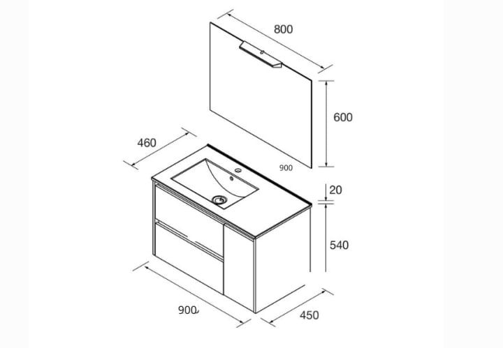 Conjunto mueble de baño Salgar Noja Croquis 14