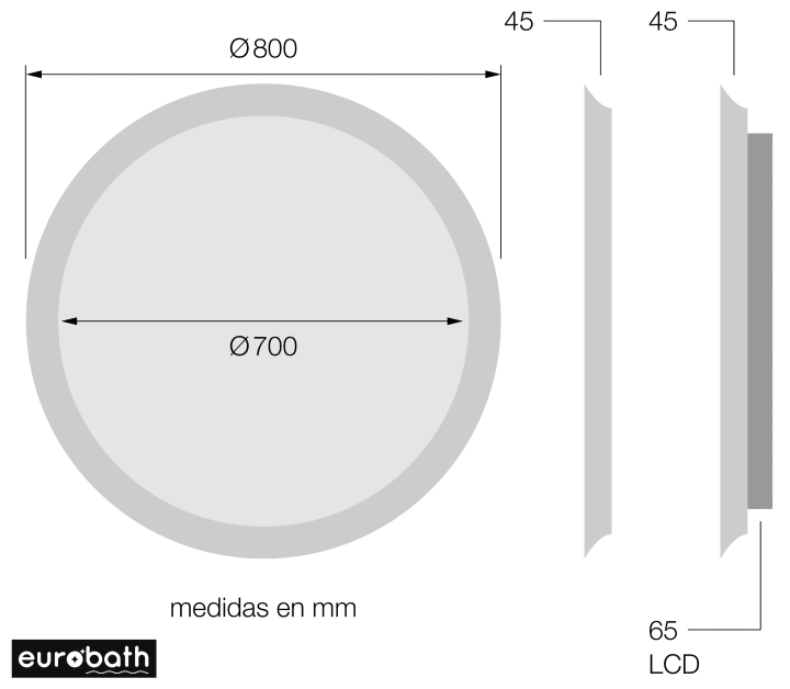 Espejo de baño con luz LED de Eurobath, Haití Croquis 13