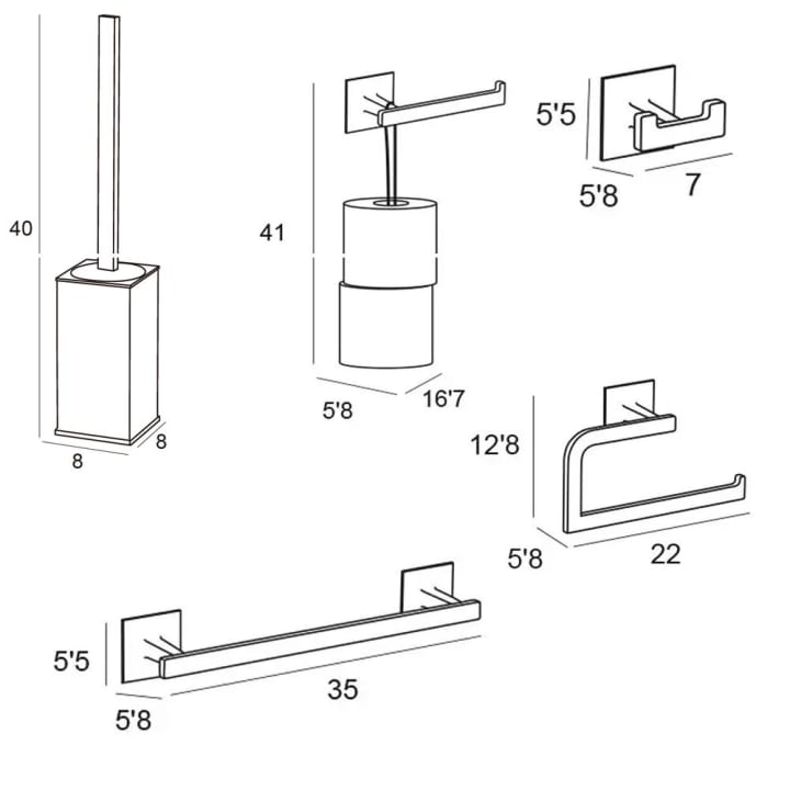 Conjunto de accesorios de baño Manillons Torrent Sintor Croquis 6