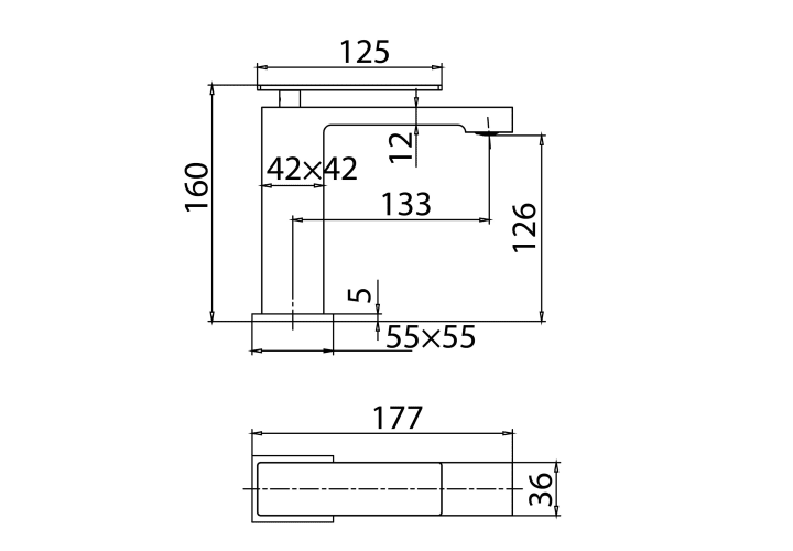 Grifo de lavabo Imex Pisa Croquis 8