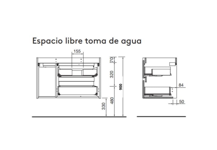 Mueble de baño con encimera de madera Salgar Noja Croquis 14