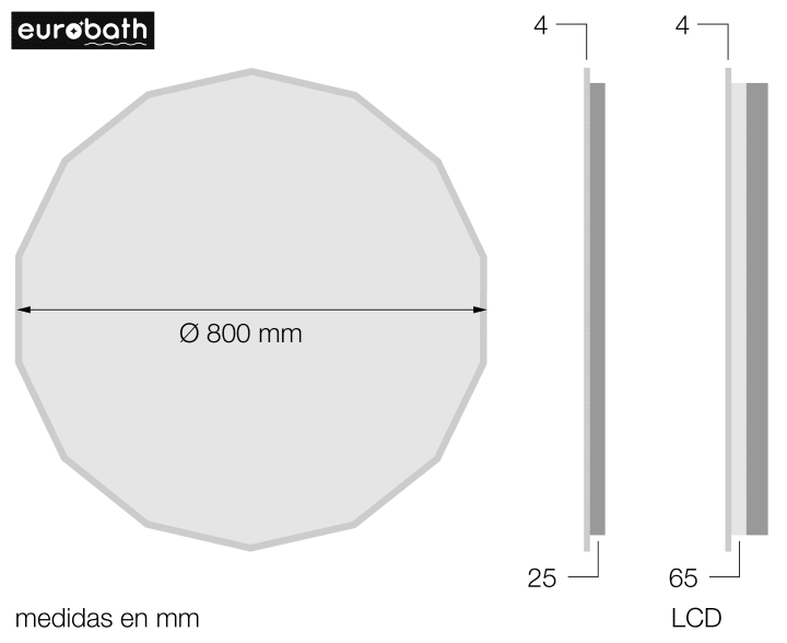 Espejo de baño con luz LED Eurobath Nassau Croquis 2