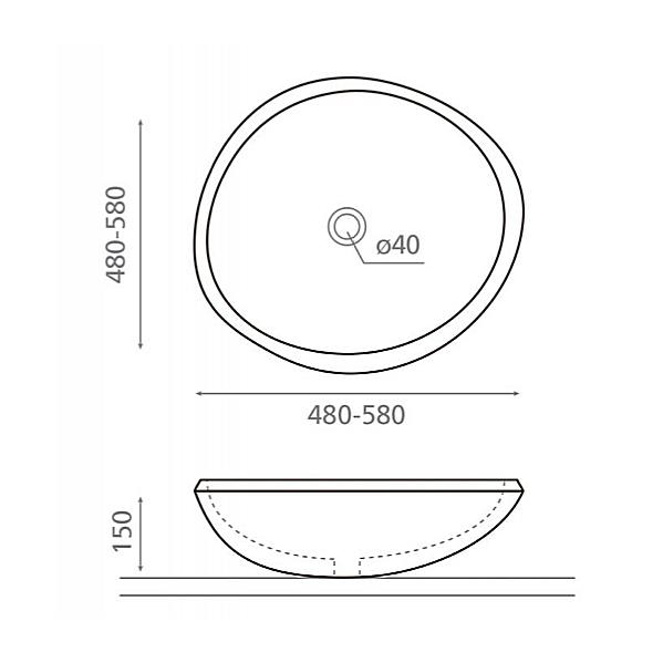 Lavabo sobre encimera Bathco Rio Croquis 3