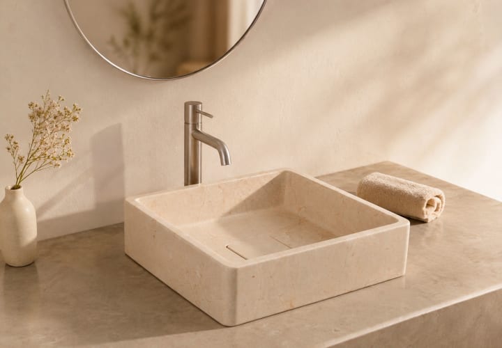 Lavabo de mármol natural Bruntec Nilo Ambiente 4