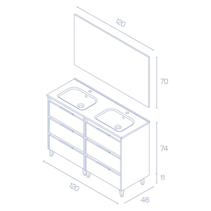 Conjunto mueble de baño Amizuva Suki Croquis 10