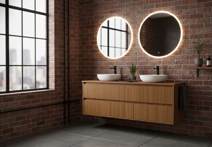Mueble de baño madera maciza con encimera de madera Bruntec Alpes 18 Principal 5