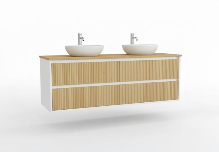 Mueble de baño madera maciza con encimera de madera Bruntec Alpes 18 Principal 2