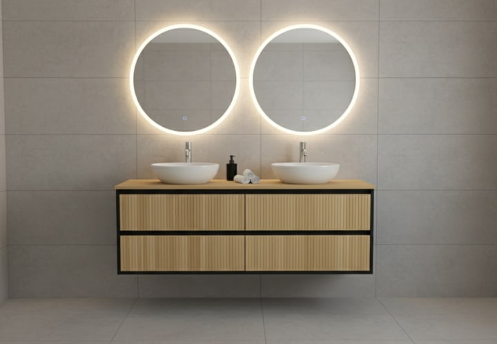Mueble de baño madera maciza con encimera de madera Bruntec Alpes 18 Principal 4