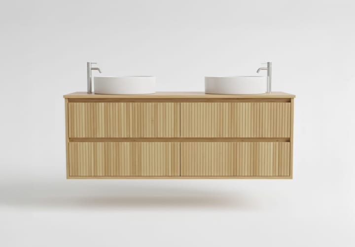 Mueble de baño madera maciza con encimera de madera Bruntec Alpes 18 Principal 1