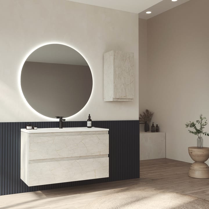 Mueble de baño MDF lacado fondo reducido 37.8 cm Bruntec Vilma Principal 2