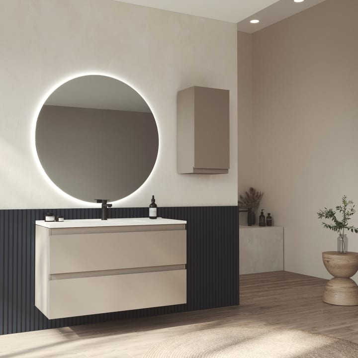 Mueble de baño MDF lacado fondo reducido 37.8 cm Bruntec Vilma Principal 3