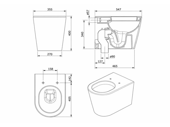 Pack inodoro + cisterna empotrada Unisan Sanindusa Urb.y Plus Croquis 7