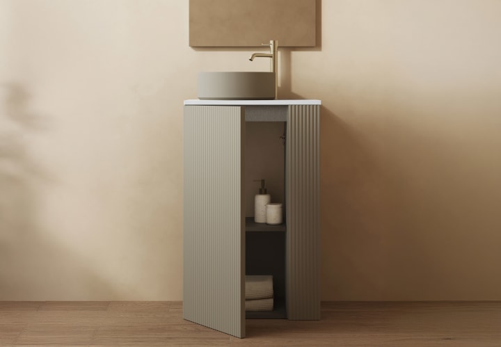 Mueble de baño con encimera solid surface fondo reducido Royo Bassi Detalle 18