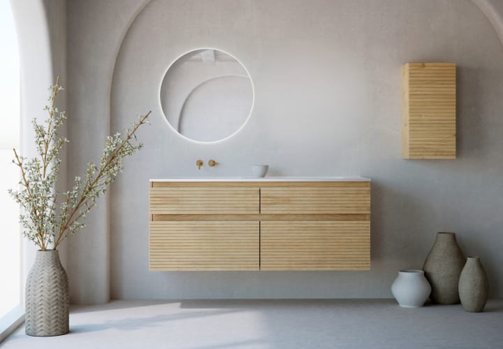 Conjunto de mueble de baño madera maciza palilleria Horizontal Bruntec Alpes 7 Principal 1