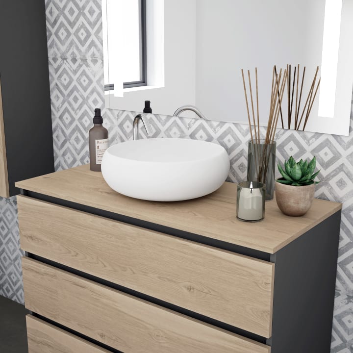 Mueble de baño con encimera de madera Campoaras Kloe Detalle 1