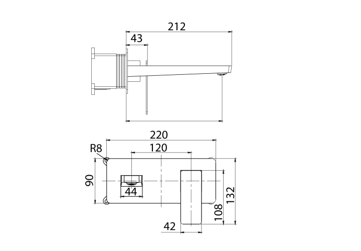Grifo de lavabo empotrado Imex Pisa Croquis 12