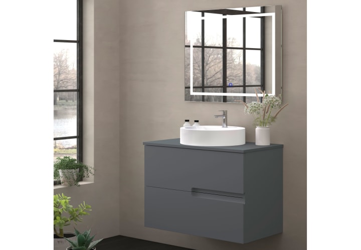 Mueble de baño con encimera piedra compactada mismo color Bruntec Lia colores Principal 6