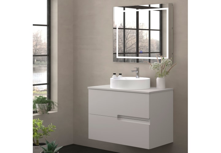 Mueble de baño con encimera piedra compactada mismo color Bruntec Lia colores Principal 3