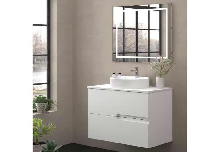 Mueble de baño con encimera piedra compactada mismo color Bruntec Lia colores Principal 1
