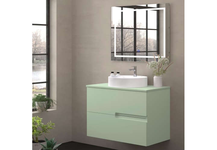 Mueble de baño con encimera piedra compactada mismo color Bruntec Lia colores Principal 8