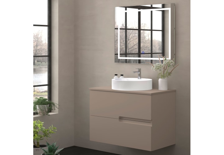 Mueble de baño con encimera piedra compactada mismo color Bruntec Lia colores Principal 5