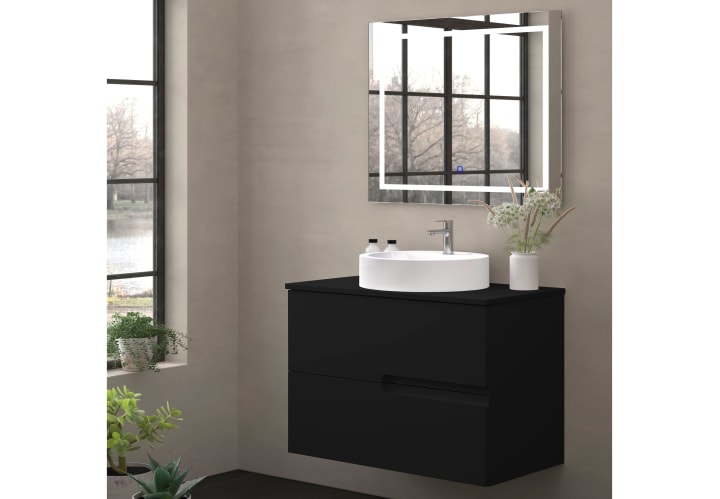 Mueble de baño con encimera piedra compactada mismo color Bruntec Lia colores Principal 2