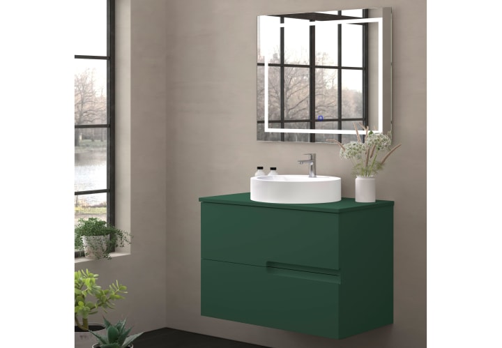 Mueble de baño con encimera piedra compactada mismo color Bruntec Lia colores Principal 7