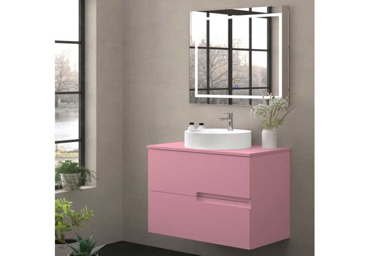 Mueble de baño con encimera piedra compactada mismo color Bruntec Lia colores Principal 9