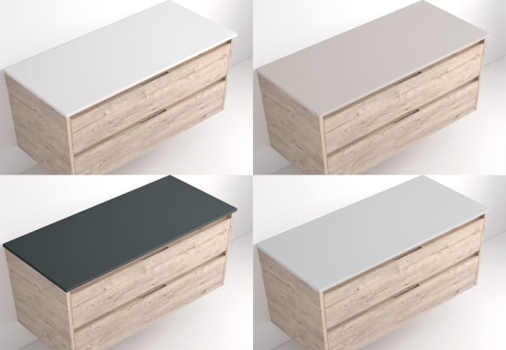 Mueble de baño con encimera piedra compactada mismo color Bruntec Lia colores Detalle 11