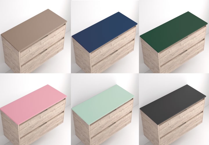 Mueble de baño con encimera piedra compactada mismo color Bruntec Lia colores Detalle 10