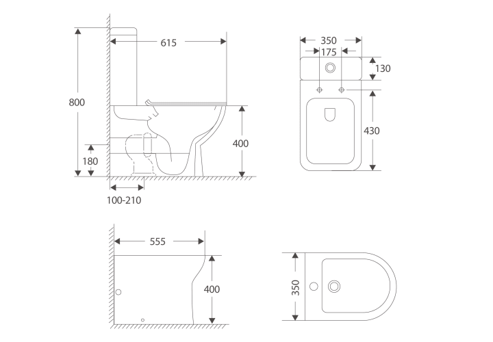 Pack inodoro + bidé Bruntec Creta Croquis 3