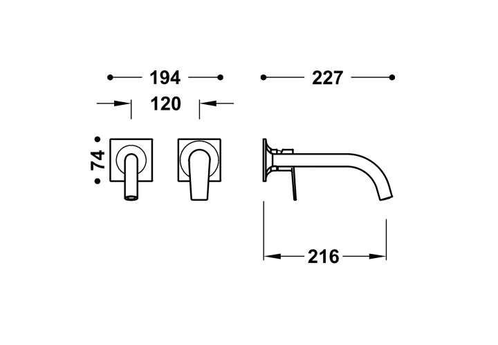Grifo de lavabo empotrado Tres Project Croquis 14