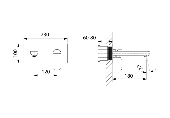 Grifo de lavabo empotrado GME Cassio Croquis 10