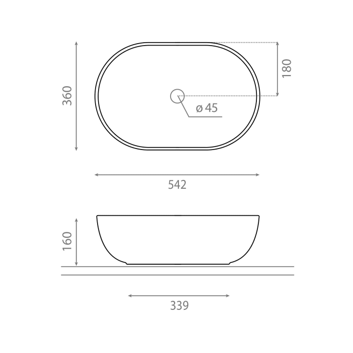 Lavabo sobre encimera Bathco Livorno Croquis 4