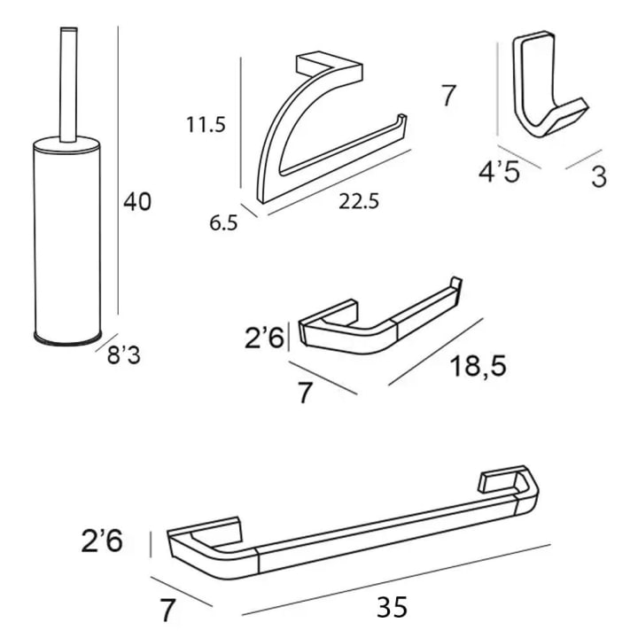 Conjunto de accesorios de baño Manillons Torrent Luxor Croquis 6