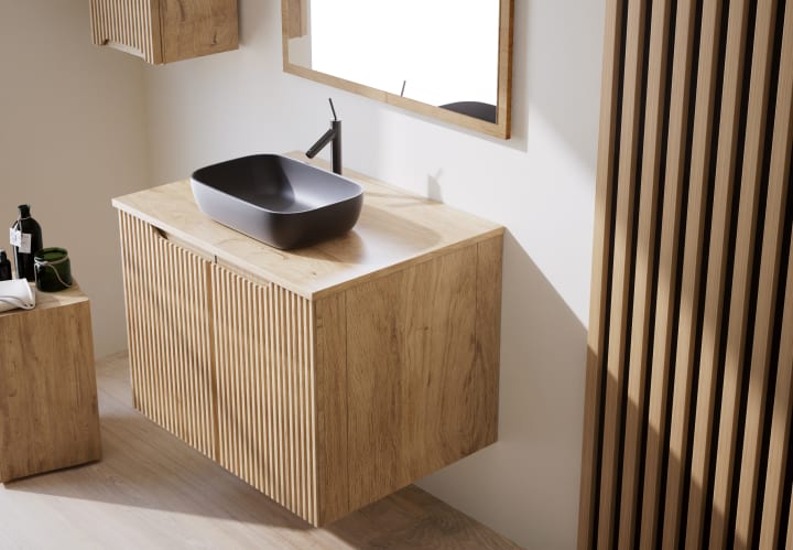 Mueble de baño con encimera de madera maciza Bruntec Alpes 14 Detalle 2