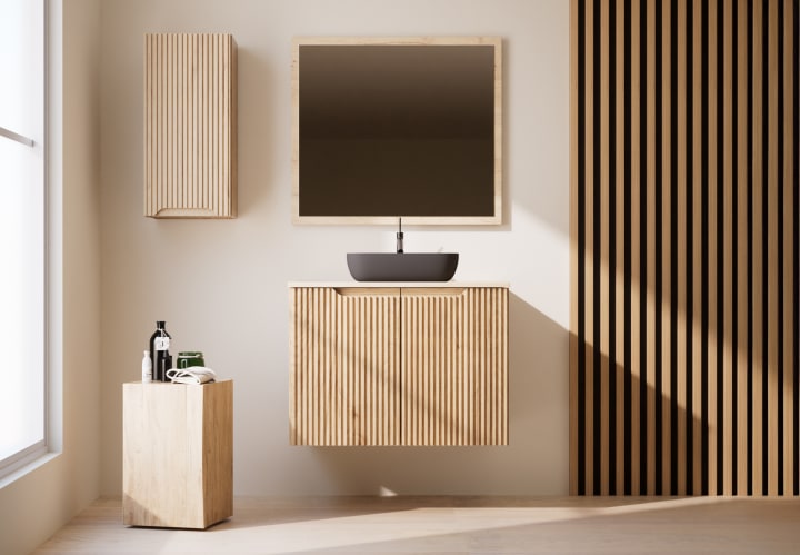 Mueble de baño con encimera de madera maciza Bruntec Alpes 14 Principal 1
