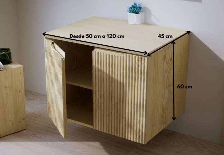Mueble de baño con encimera de madera maciza Bruntec Alpes 14 Croquis 6