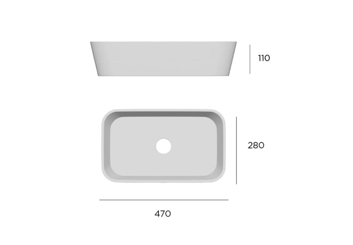 Lavabo sobre encimera Art and Bath fondo reducido Biel Solid Croquis 2