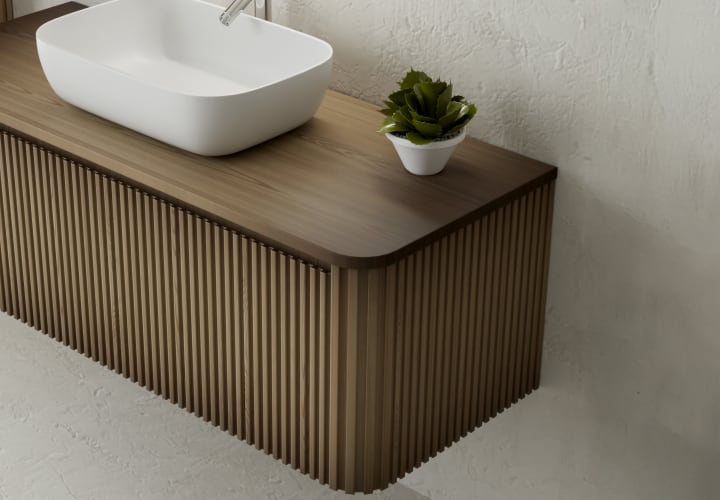 Mueble de baño con encimera de madera maciza Bruntec Baviera Detalle 4