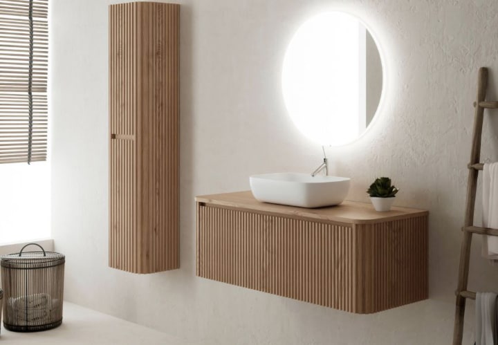 Mueble de baño con encimera de madera maciza Bruntec Baviera Principal 1