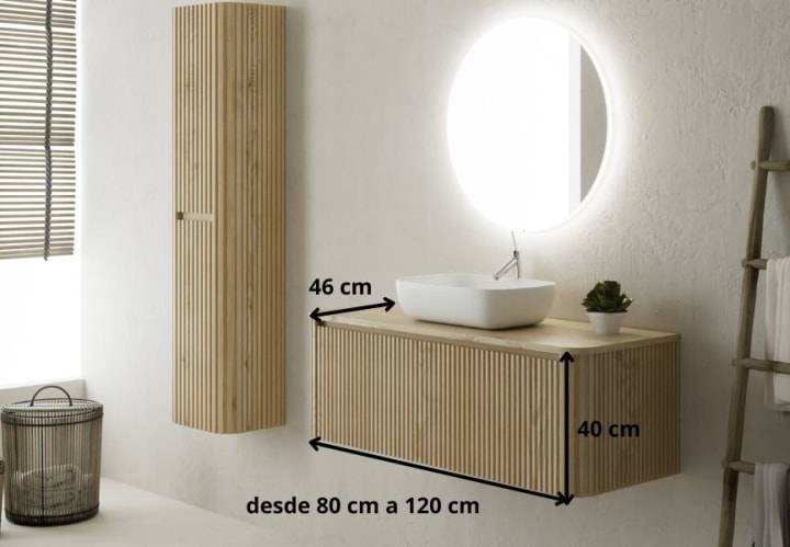 Mueble de baño con encimera de madera maciza Bruntec Baviera Croquis 6