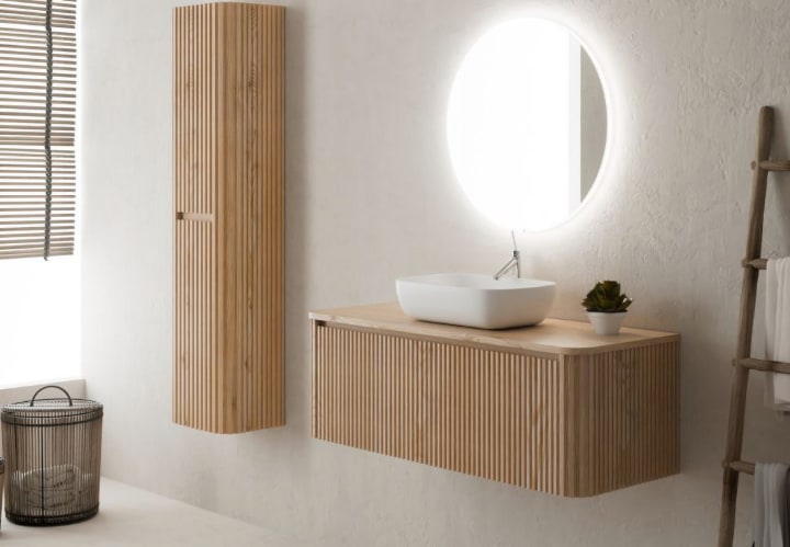 Mueble de baño con encimera de madera maciza Bruntec Baviera Principal 2