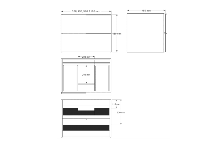 Muebles de baño con encimera de solid surface Bruntec Soho Croquis 10